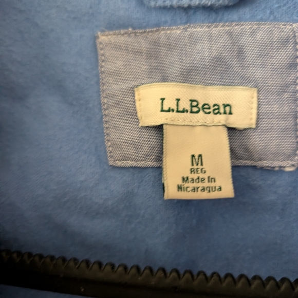 L.L. Bean Vintage Chamois Heavy Neptune Blue Flannel Button Down Size Medium - Picture 2 of 7